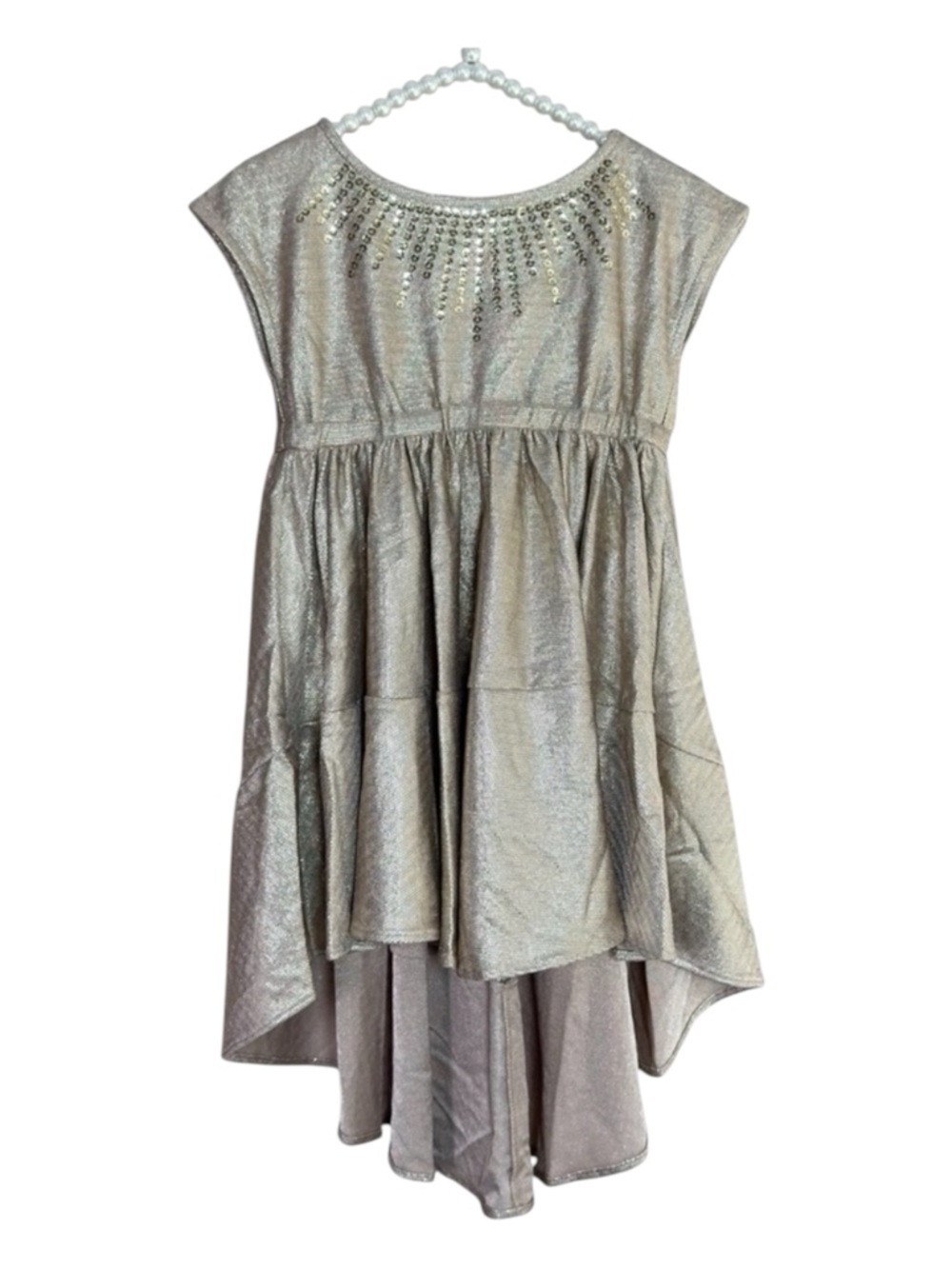 Joyfolie Mia Joy Divinia Rose Gold Metallic Sequin Hi-Low Dress Size 2T NWT